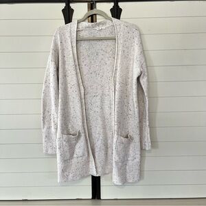 GAP Women's Speckled Long Cardigan Cream Neutral Cozy Pockets Size Small